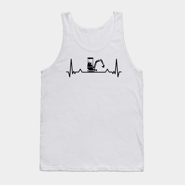 Digger Excavator Heartbeat Funny Gift Tank Top by qwertydesigns